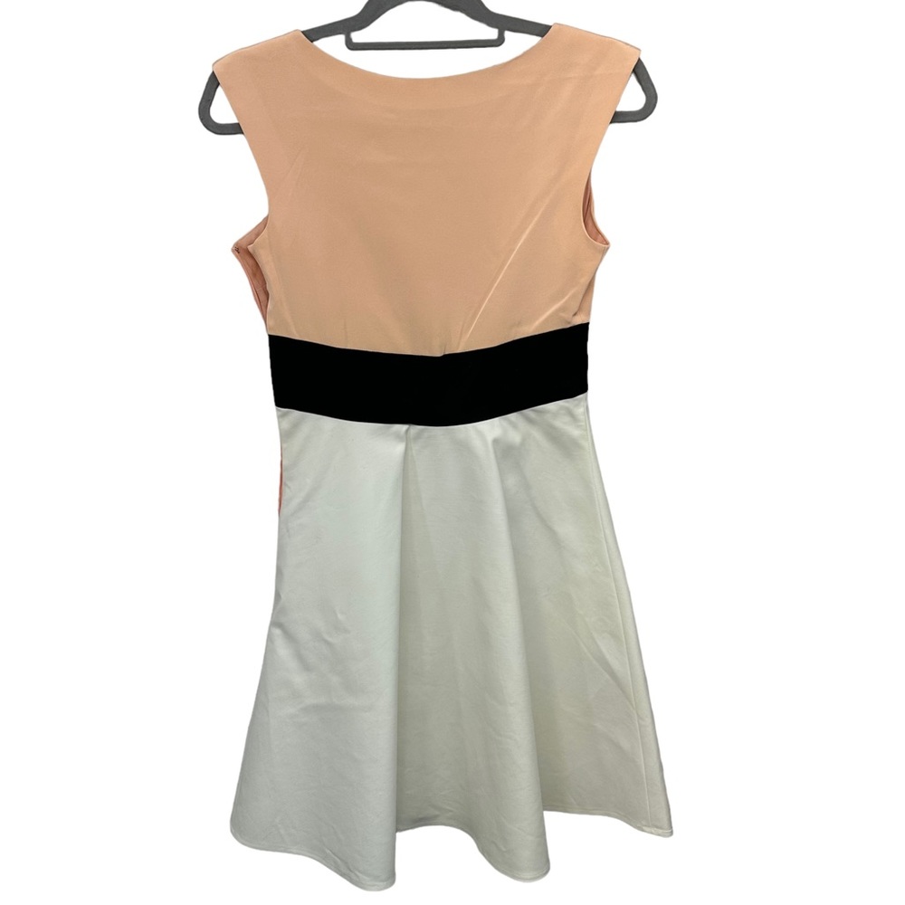 Abaete’ Dress Silk Colorblock Sleeveless Side Zip orange black Swing Sz 4 - Picture 3 of 10